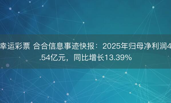 幸运彩票 合合信息事迹快报：2025年归母净利润4.54亿元，同比增长13.39%